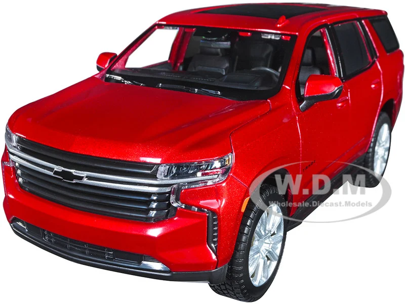 2021 Chevrolet Tahoe Red Metallic with Sunroof 1/24 Diecast Model Car by Maisto - Chevrolet Models