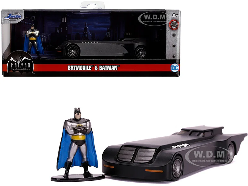 Batmobile with Diecast Batman Figurine "Batman: The Animated Series" (1992-1995) TV Series "DC Comics" "Hollywood Rides" Series 1/32 Diecast Model Car by Jada