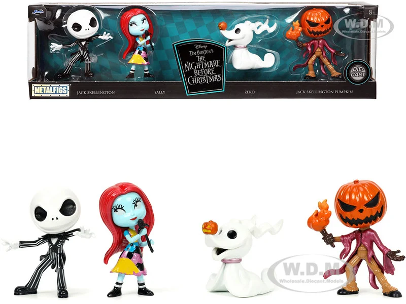 Set of 4 Diecast Figurines (2.5") Tim Burton's "The Nightmare Before Christmas" "Metalfigs" Series by Jada - Movie/TV Series Models
