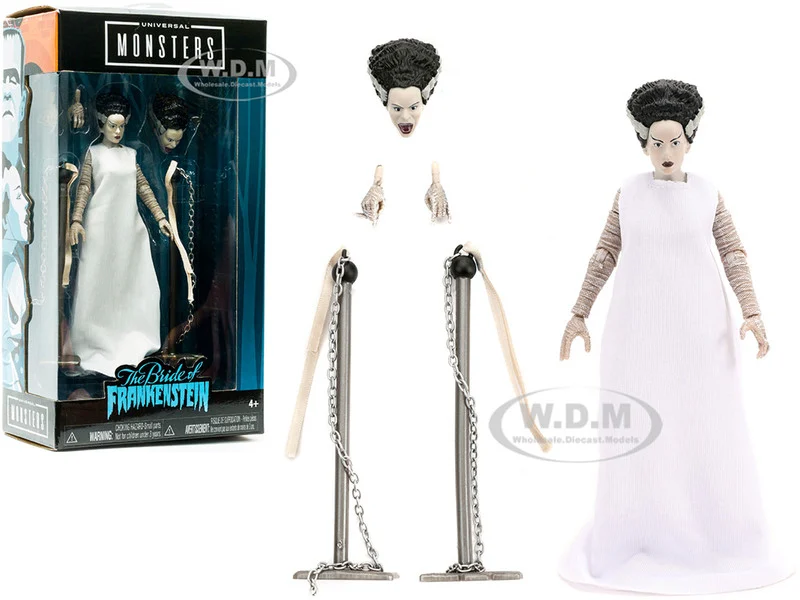 The Bride of Frankenstein 6" Moveable Figurine with Chains and Alternate Head and Hands "Universal Monsters" Series by Jada - Movie/TV Series Models