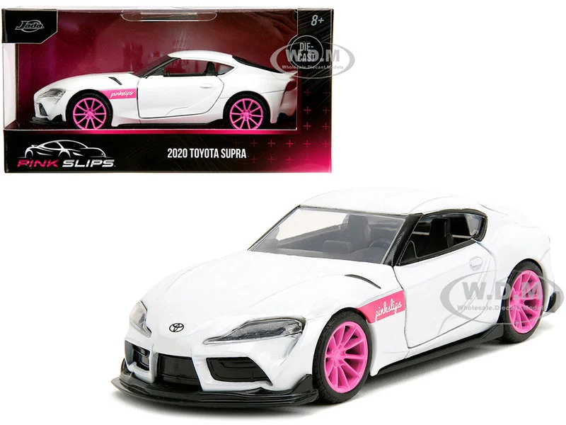 2020 Toyota Supra White Metallic with Pink Wheels "Pink Slips" Series 1/32 Diecast Model Car by Jada - Toyota Models
