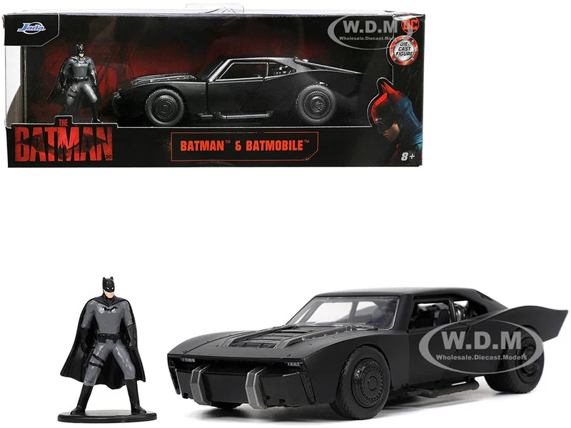 Batmobile Matt Black with Batman Diecast Figurine "The Batman" (2022) Movie "DC Comics" 1/32 Diecast Model Car by Jada - Movie/TV Series Models