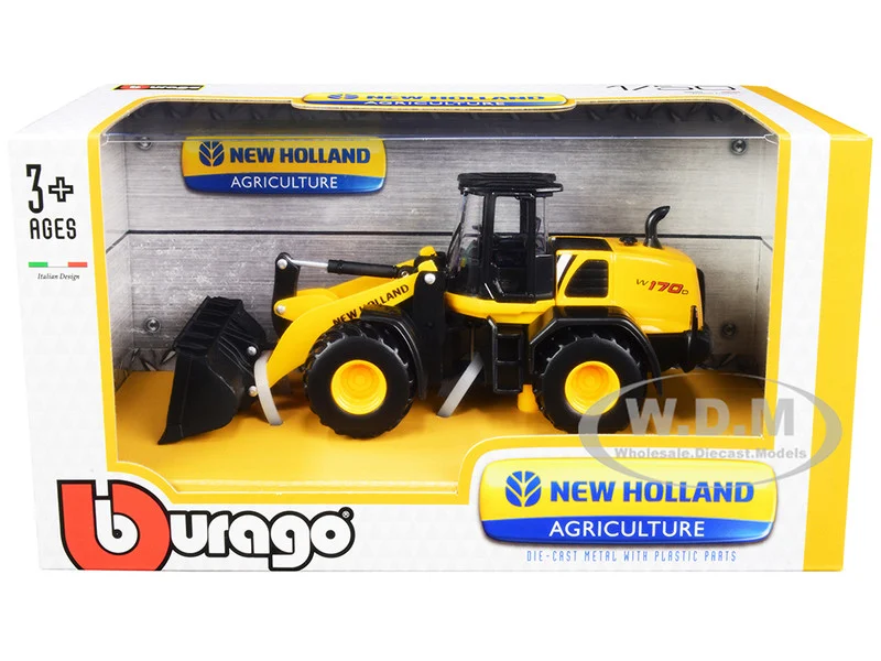 New Holland W170D Wheel Loader Yellow and Black "New Holland Agriculture" Series 1/50 Diecast Model by Bburago - Construction Models