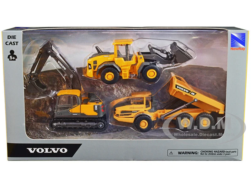"Volvo Construction Vehicles" Set of 3 pieces Diecast Models by New Ray - Volvo Models