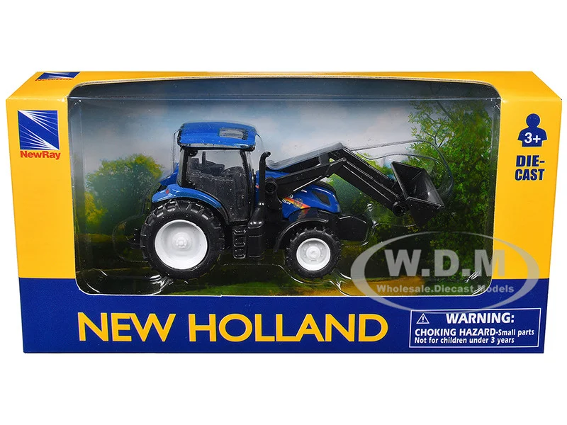New Holland T6.175 Tractor with Front Loader Blue Diecast Model by New Ray - Tractors & Farm Models