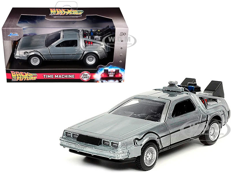 DeLorean DMC (Time Machine) Brushed Metal "Back to the Future Part I" (1985) Movie "Hollywood Rides" Series 1/32 Diecast Model Car by Jada - Movie/TV Series Models