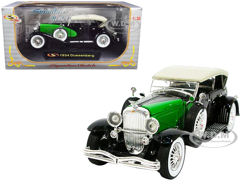 1934 Duesenberg Black and Green 1/32 Diecast Model Car by Signature Models - Duesenberg Models