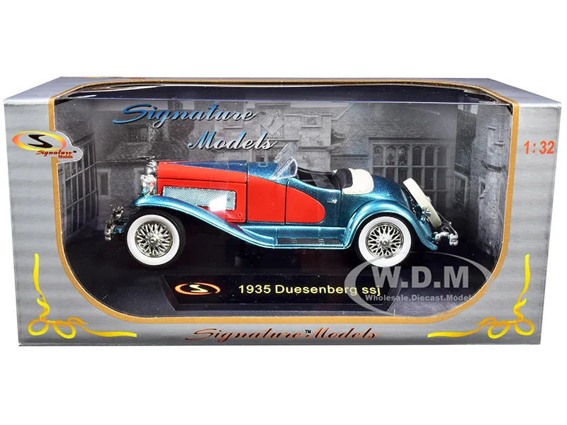 1935 Duesenberg SSJ Convertible Blue and Red 1/32 Diecast Model Car by Signature Models - Duesenberg Models
