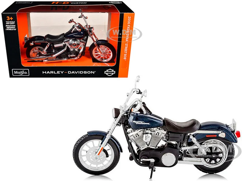 2006 Harley Davidson FXDBI Dyna Street Bob Bike Motorcycle Model 1/12 by Maisto - Harley Davidson Models
