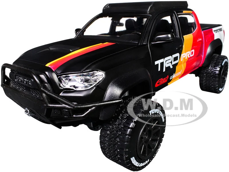 2023 Toyota Tacoma TRD PRO Off Road Pickup Truck Matt Black with Graphics and Roofrack "Maisto Design" Series 1/27 Diecast Model Car by Maisto - Toyota Models