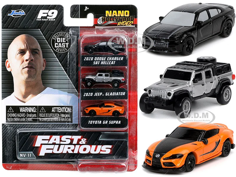 "Fast & Furious 9" (2021) Movie 3 piece Set "Nano Hollywood Rides" Series Diecast Model Cars by Jada - Movie/TV Series Models