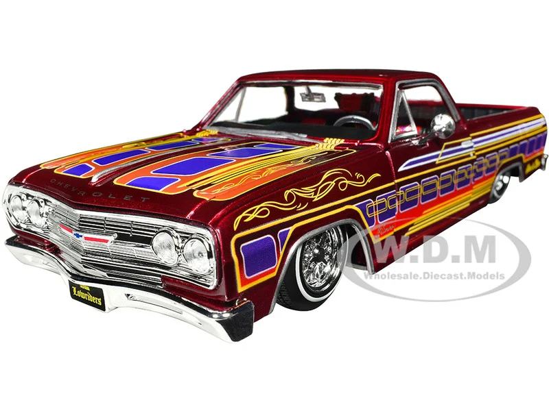 1965 Chevrolet El Camino Lowrider Candy Red Metallic with Graphics "Lowriders" Series 1/25 Diecast Model Car by Maisto - Chevrolet Models