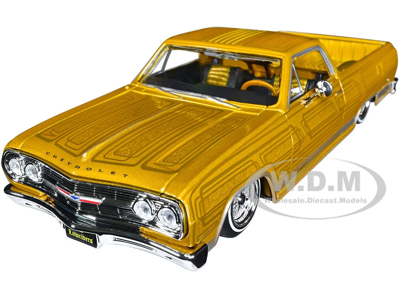 1965 Chevrolet El Camino Lowrider Gold Metallic with Graphics "Lowriders" Series 1/25 Diecast Model Car by Maisto - Chevrolet Models