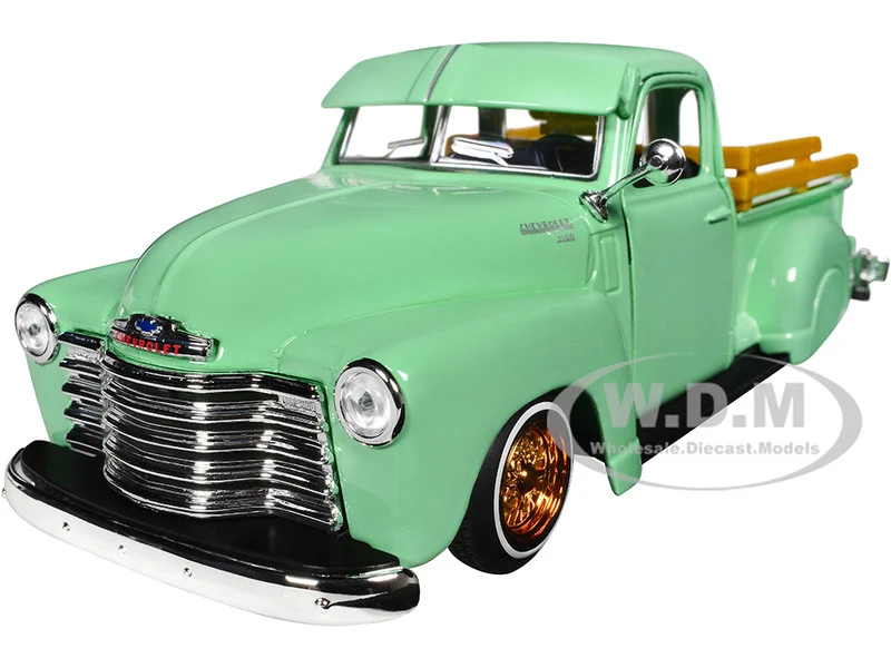 1950 Chevrolet 3100 Pickup Truck Lowrider Light Green with Gold Wheels "Lowriders" Series 1/24 Diecast Model Car by Maisto - Chevrolet Models