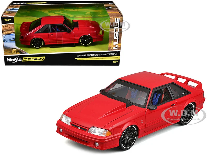 1993 Ford Mustang SVT Cobra Red "Classic Muscle" "Maisto Design" Series 1/24 Diecast Model Car by Maisto - Ford Models