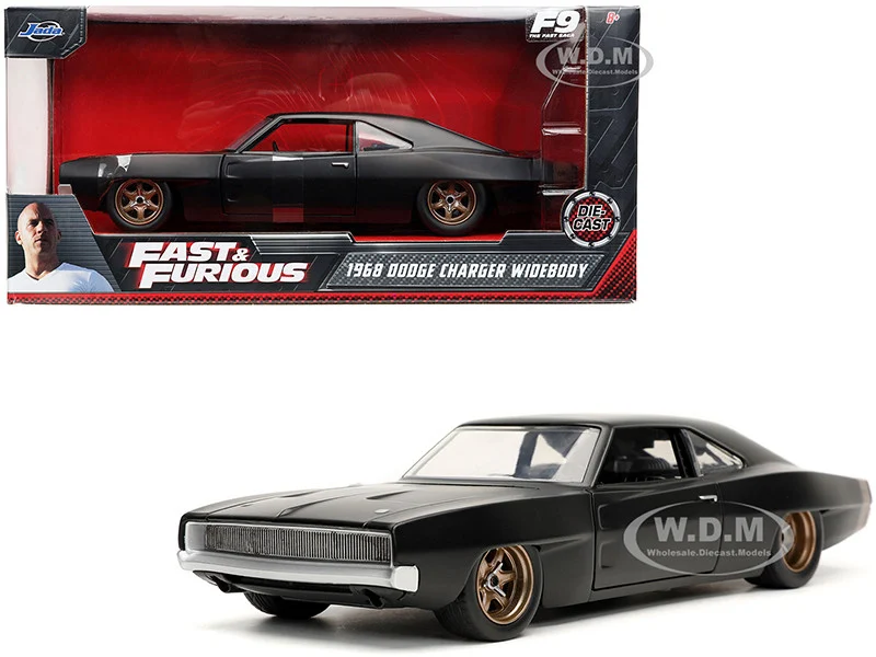 Dom's 1968 Dodge Charger Widebody Matt Black "Fast & Furious 9 F9" (2021) Movie 1/24 Diecast Model Car by Jada - Dodge Models