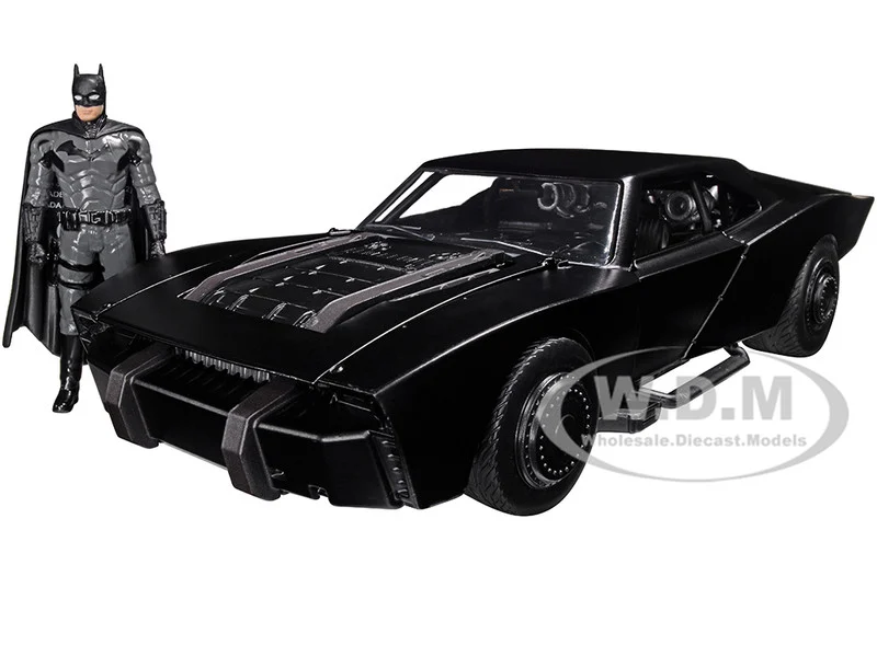 Batmobile Matt Black with Batman Diecast Figure "The Batman" (2022) Movie "DC Comics" 1/24 Diecast Model Car by Jada - Movie/TV Series Models
