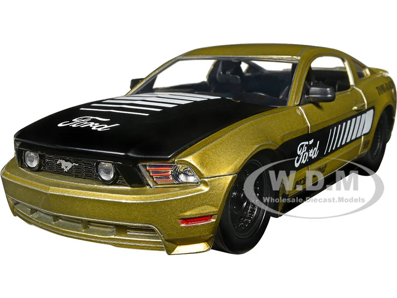 2010 Ford Mustang GT Gold Metallic with Black Graphics and Hood "Tom's Racing" "Bigtime Muscle" Series 1/24 Diecast Model Car by Jada - Ford Models