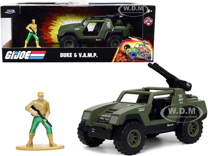 V.A.M.P. Olive Green and Duke Diecast Figurine "G.I. Joe" "Hollywood Rides" Series 1/32 Diecast Model Car by Jada - Movie/TV Series Models