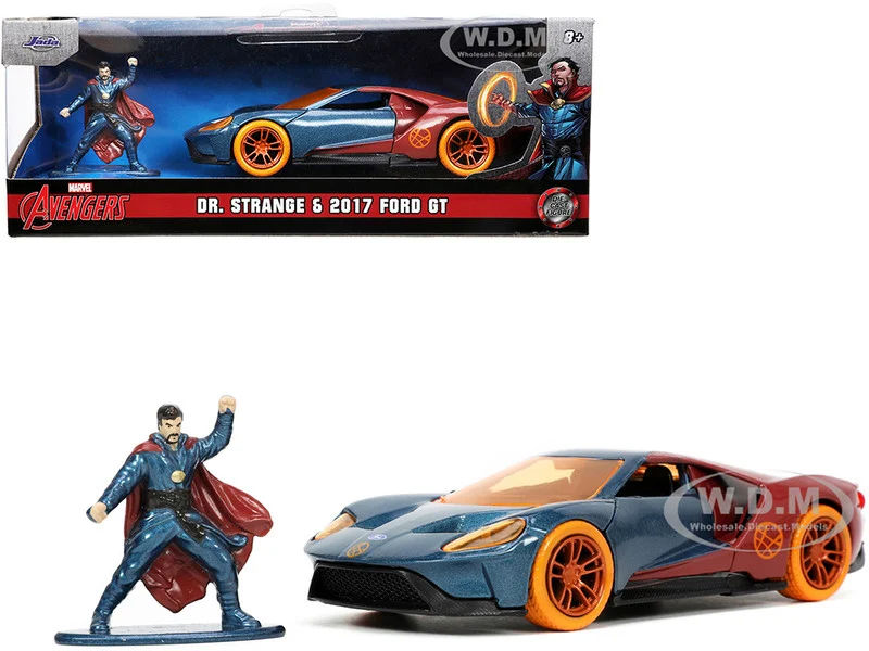 2017 Ford GT and Doctor Strange Diecast Figurine "Avengers" "Marvel" Series "Hollywood Rides" 1/32 Diecast Model Car by Jada - Ford Models