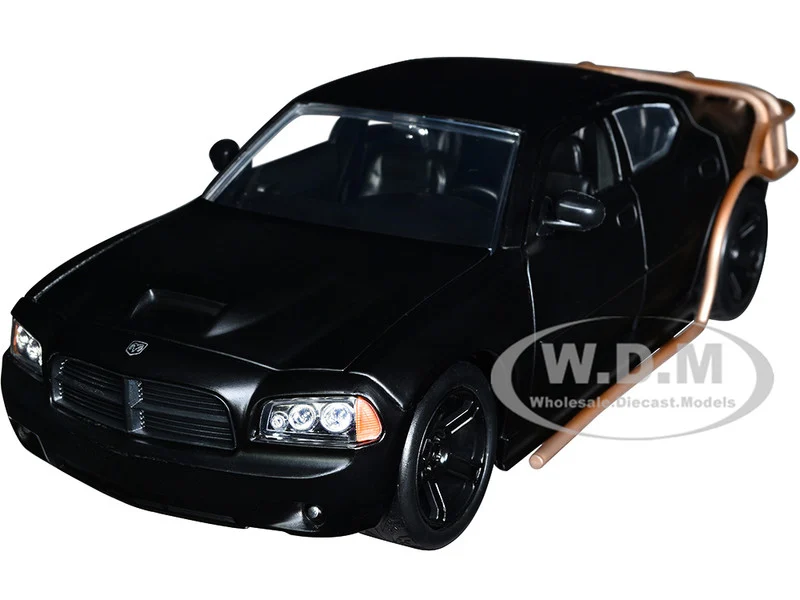 2006 Dodge Charger Matt Black with Outer Cage "Fast & Furious" Movie 1/24 Diecast Model Car by Jada - Dodge Models