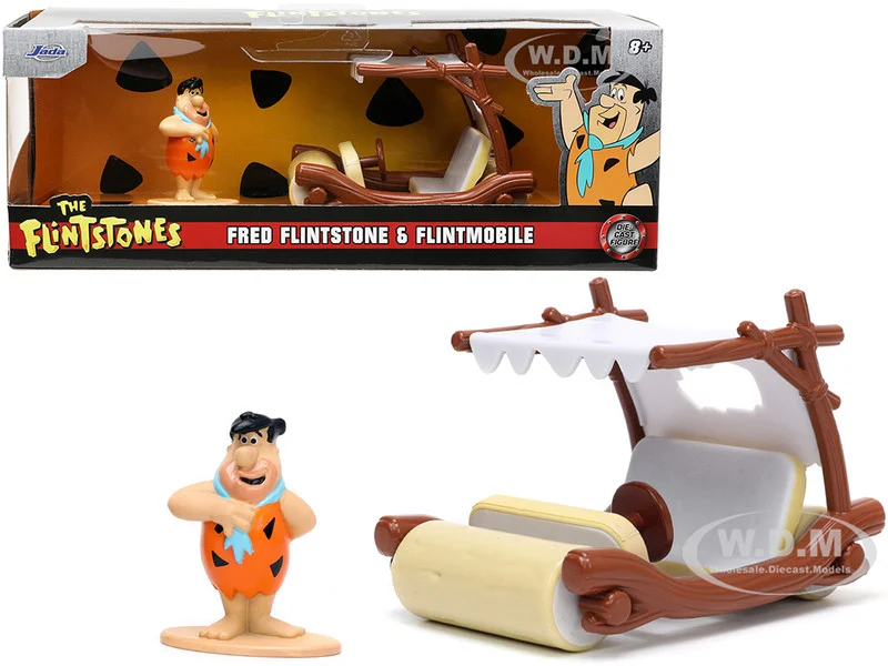 Flintmobile with Fred Flintstone Diecast Figurine "The Flintstones" "Hollywood Rides" Series 1/32 Diecast Model Car by Jada - Movie/TV Series Models