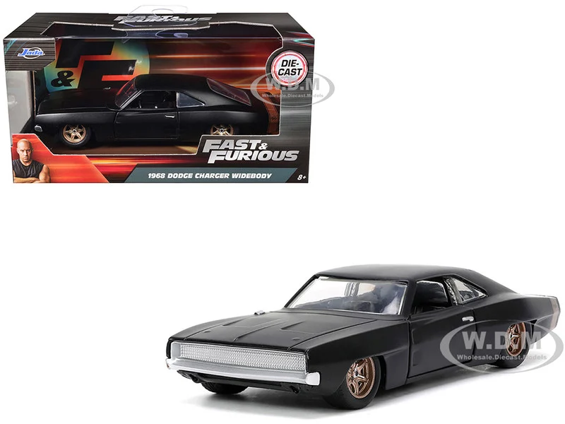 1968 Dodge Charger Widebody Matt Black with Bronze Tail Stripe "F9" (2021) Movie "Fast & Furious" Series 1/32 Diecast Model Car by Jada - Dodge Models