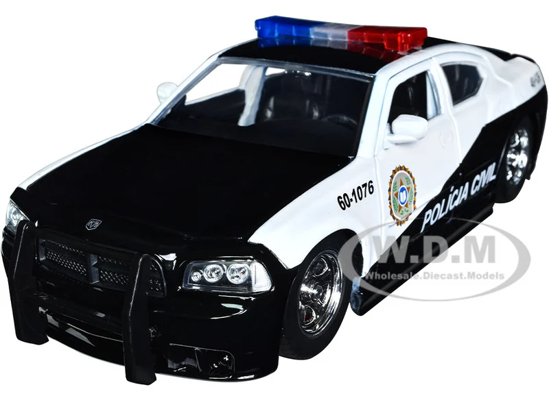 2006 Dodge Charger Police Black and White "Policia Civil" "Fast & Furious" Series 1/24 Diecast Model Car by Jada - Dodge Models