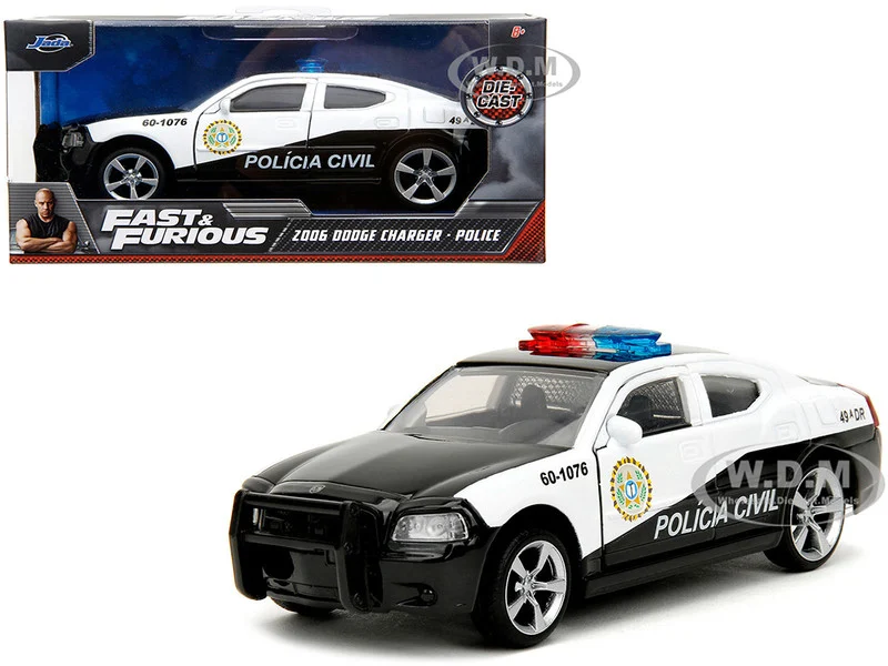 2006 Dodge Charger Police Black and White "Policia Civil" "Fast & Furious" Series 1/32 Diecast Model Car by Jada - Dodge Models