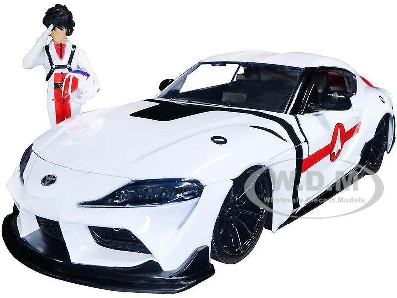 2020 Toyota Supra White and Rick Hunter Diecast Figurine "Robotech" "Hollywood Rides" Series 1/24 Diecast Model Car by Jada - Movie/TV Series Models