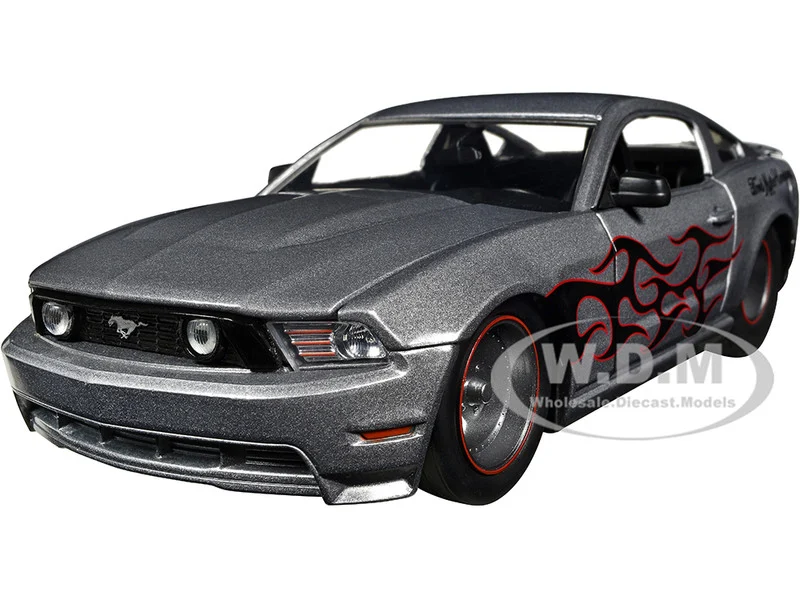 2010 Ford Mustang GT Gray Metallic with Flames "Ford Motor Company" "Bigtime Muscle" Series 1/24 Diecast Model Car by Jada - Ford Models