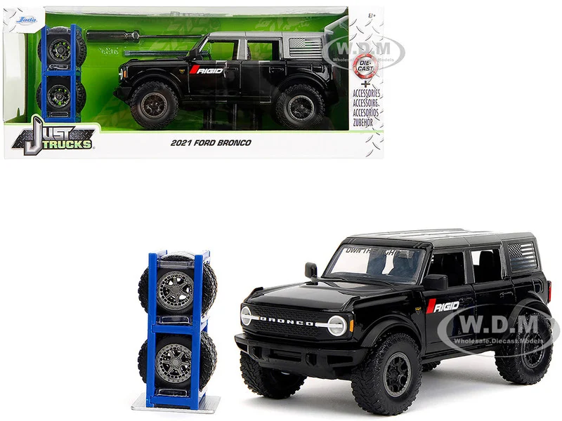 2021 Ford Bronco Badlands Black "Rigid" with Extra Wheels "Just Trucks" Series 1/24 Diecast Model Car by Jada - Ford Models