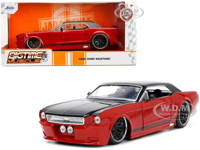 1965 Ford Mustang Custom Red and Black "Bigtime Muscle" Series 1/24 Diecast Model Car by Jada - Ford Models
