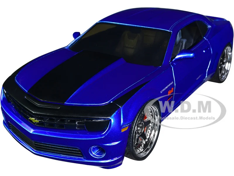 2010 Chevrolet Camaro Candy Blue with Black Hood "Bigtime Muscle" Series 1/24 Diecast Model Car by Jada - Chevrolet Models
