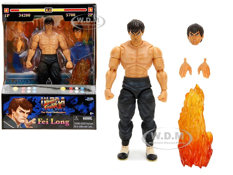 Fei Long 6" Moveable Figure with Accessories and Alternate Head and Hands "Ultra Street Fighter II: The Final Challengers" (2017) Video Game model by Jada - Movie/TV Series Models