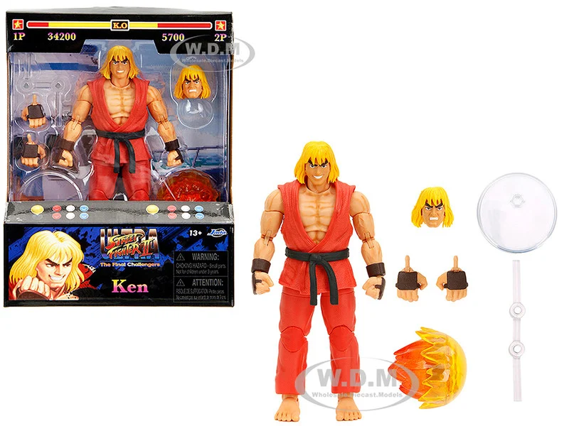Ken 6" Moveable Figure with Accessories and Alternate Head and Hands "Ultra Street Fighter II: The Final Challengers" (2017) Video Game Model by Jada - Movie/TV Series Models