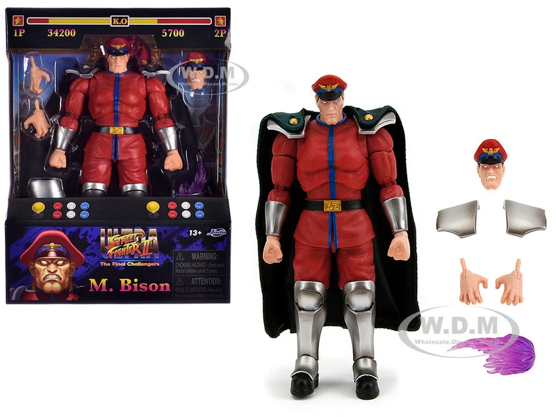 M. Bison 6" Moveable Figure with Accessories and Alternate Head and Hands "Ultra Street Fighter II: The Final Challengers" (2017) Video Game Model by Jada - Movie/TV Series Models