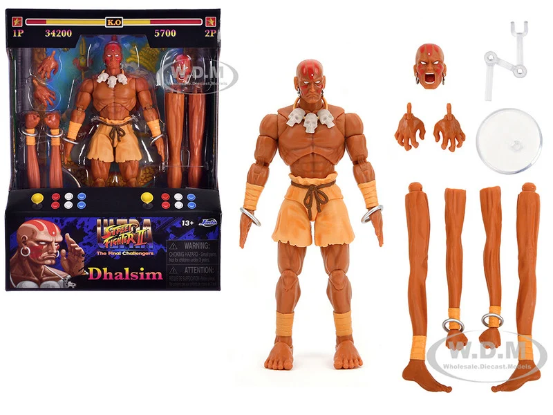 Dhalsim 6" Moveable Figure with Alternate Head and Limbs "Ultra Street Fighter II: The Final Challengers" (2017) Video Game Model by Jada - Movie/TV Series Models