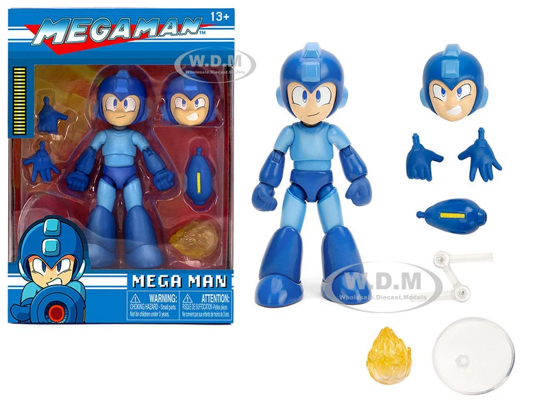 Mega Man 4.5" Moveable Figure with Accessories and Alternate Head and Hands "Mega Man" (1987) Video Game Model by Jada - Movie/TV Series Models