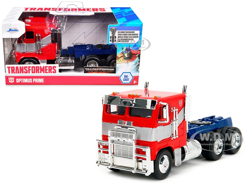 Optimus Prime Tractor Truck Red and Blue with Silver Stripes "Transformers: Rise of the Beasts" (2023) Movie "Hollywood Rides" Series 1/32 Diecast Model Car by Jada - Movie/TV Series Models