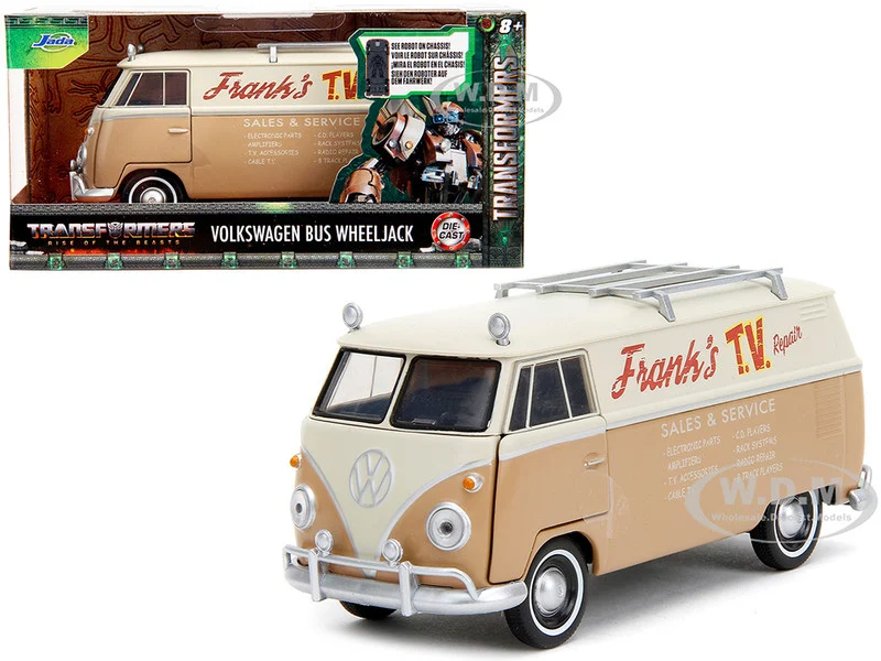 Volkswagen Bus "WheelJack" Tan and Beige "Frank's TV Repair" "Transformers: Rise of the Beasts" (2023) Movie "Hollywood Rides" Series 1/32 Diecast Model Car by Jada - Volkswagen Models