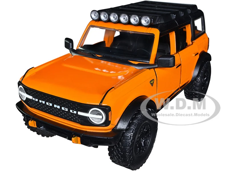 2021 Ford Bronco Orange with Black Stripes and Roof Rack "Just Trucks" Series 1/24 Diecast Model Car by Jada - Ford Models