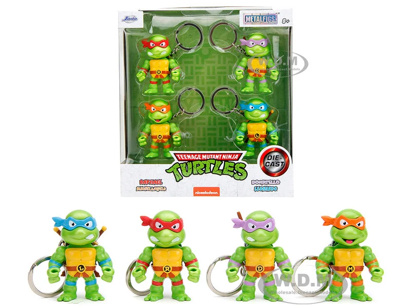 Set of 4 Diecast Figure Key Chains "Teenage Mutant Ninja Turtles" TV Series "Metalfigs" Series Diecast Models by Jada - Movie/TV Series Models