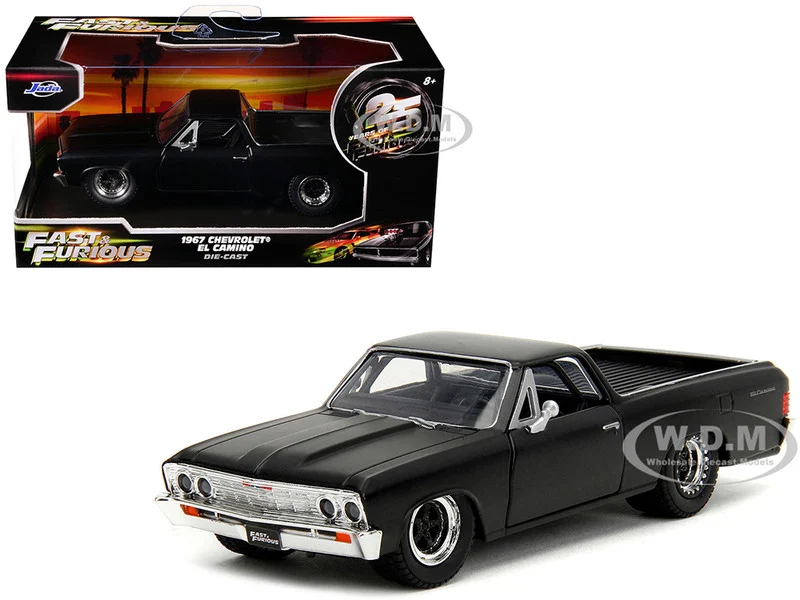 1967 Chevrolet El Camino Matt Black "Fast & Furious" Series 1/32 Diecast Model Car by Jada - Chevrolet Models