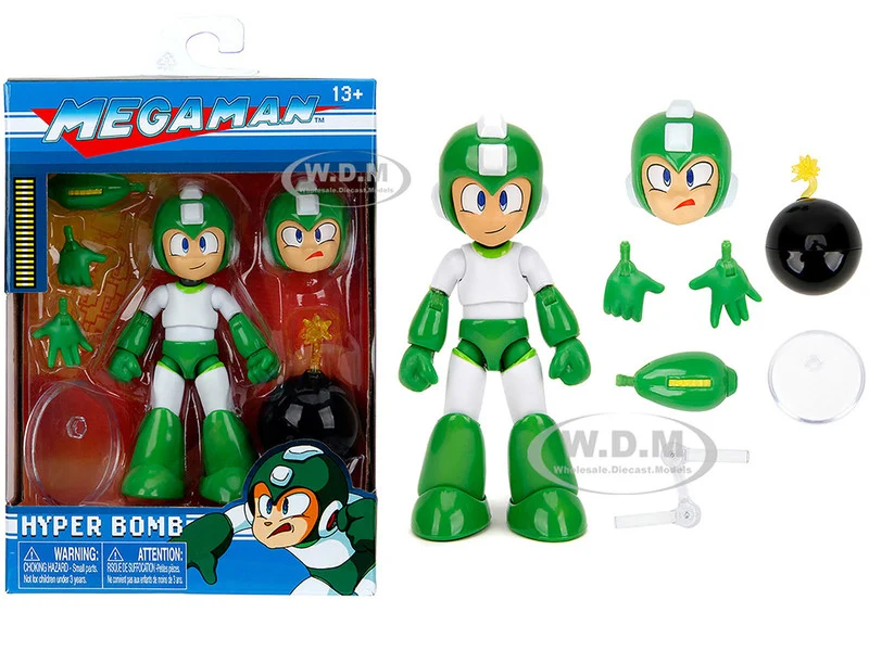 Hyper Bomb 4.5" Moveable Figure with Accessories and Alternate Head and Hands "Mega Man" (1987) Video Game Model by Jada - Movie/TV Series Models