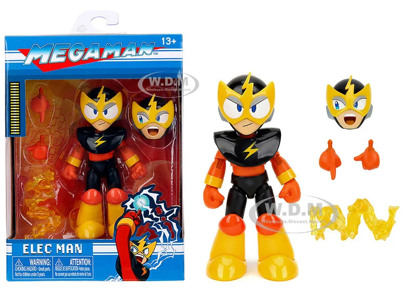 Elec Man 4.5" Moveable Figure with Accessories and Alternate Head and Hands "Mega Man" (1987) Video Game Model by Jada - Movie/TV Series Models