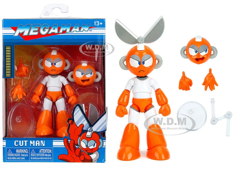 Cut Man 4.5" Moveable Figure with Accessories and Alternate Head and Hands "Mega Man" (1987) Video Game Model by Jada - Movie/TV Series Models