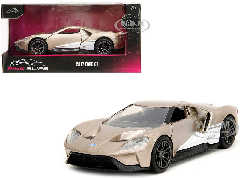 2017 Ford GT Gold Metallic with White Accents "Pink Slips" Series 1/32 Diecast Model Car by Jada - Ford Models