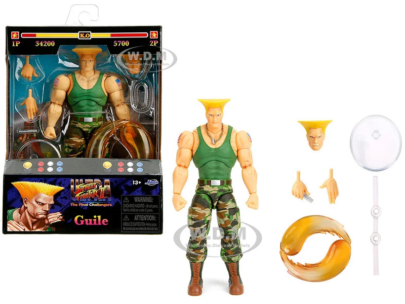 Guile 6" Moveable Figure with Accessories and Alternate Head and Hands "Ultra Street Fighter II: The Final Challengers" (2017) Video Game Model by Jada - Movie/TV Series Models