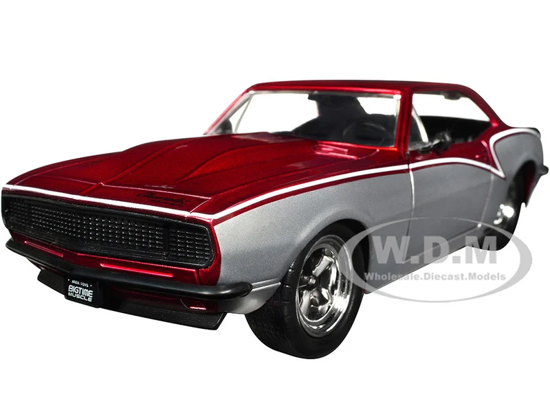 1967 Chevrolet Camaro Candy Red and Silver Metallic "Bigtime Muscle" Series 1/24 Diecast Model Car by Jada - Chevrolet Models
